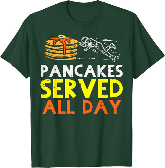 Pancakes Served American Football Funny Offensive Lineman T-Shirt - T-Shirt | Forest