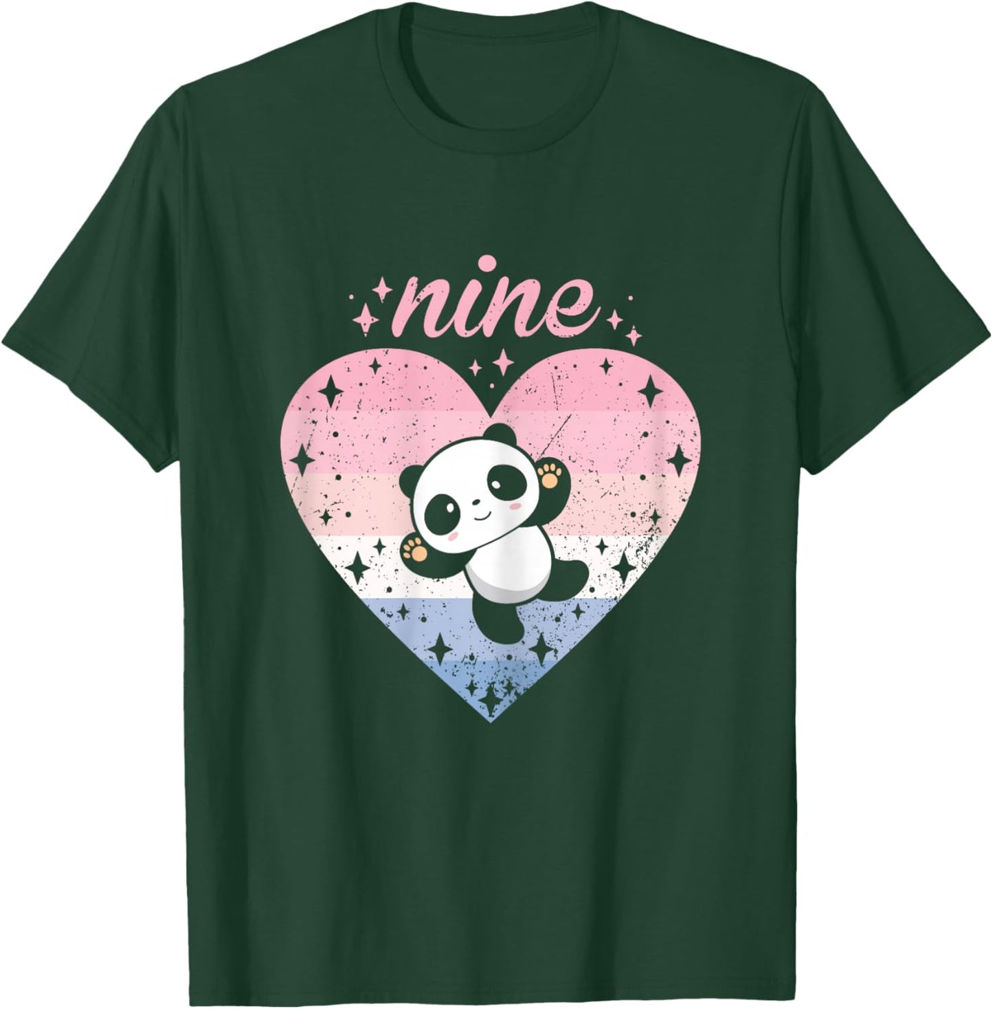 9 Year Old Cute Panda Birthday Girl 9th B-day T-Shirt - T-Shirt | Forest