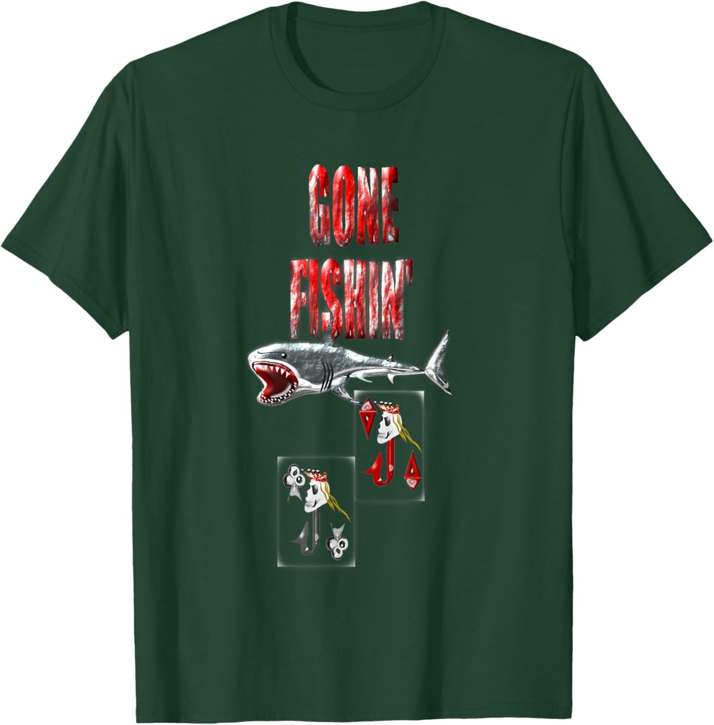 JJ 's fish hooks , gone fishin' T-Shirt - T-Shirt | Forest