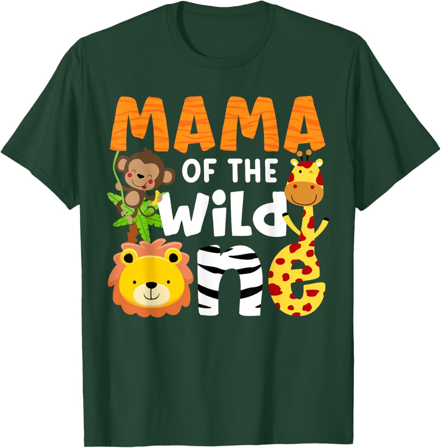 Mama of the Wild One Zoo Theme Bday Safari Jungle Animals T-Shirt - T-Shirt | Forest