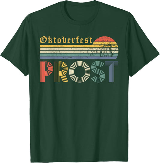 Oktoberfest Prost German Y'all Drinking Beer Germany Vintage T-Shirt - T-Shirt | Forest
