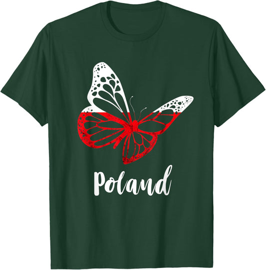 Poland Flag Butterfly Wing Polish Roots Polish Pride Poland T-Shirt - T-Shirt | Forest