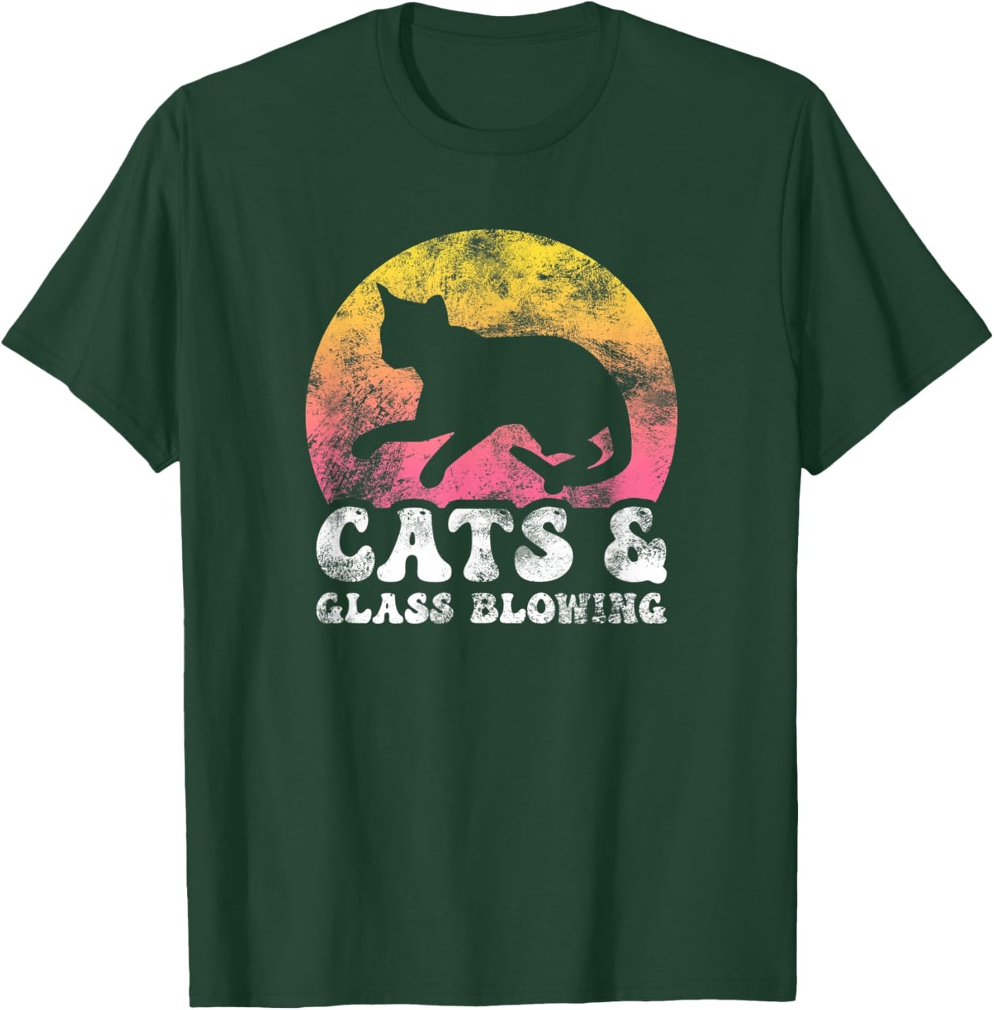 Funny Cats & Glass Blowing Vintage Retro Hobby T-Shirt - T-Shirt | Forest