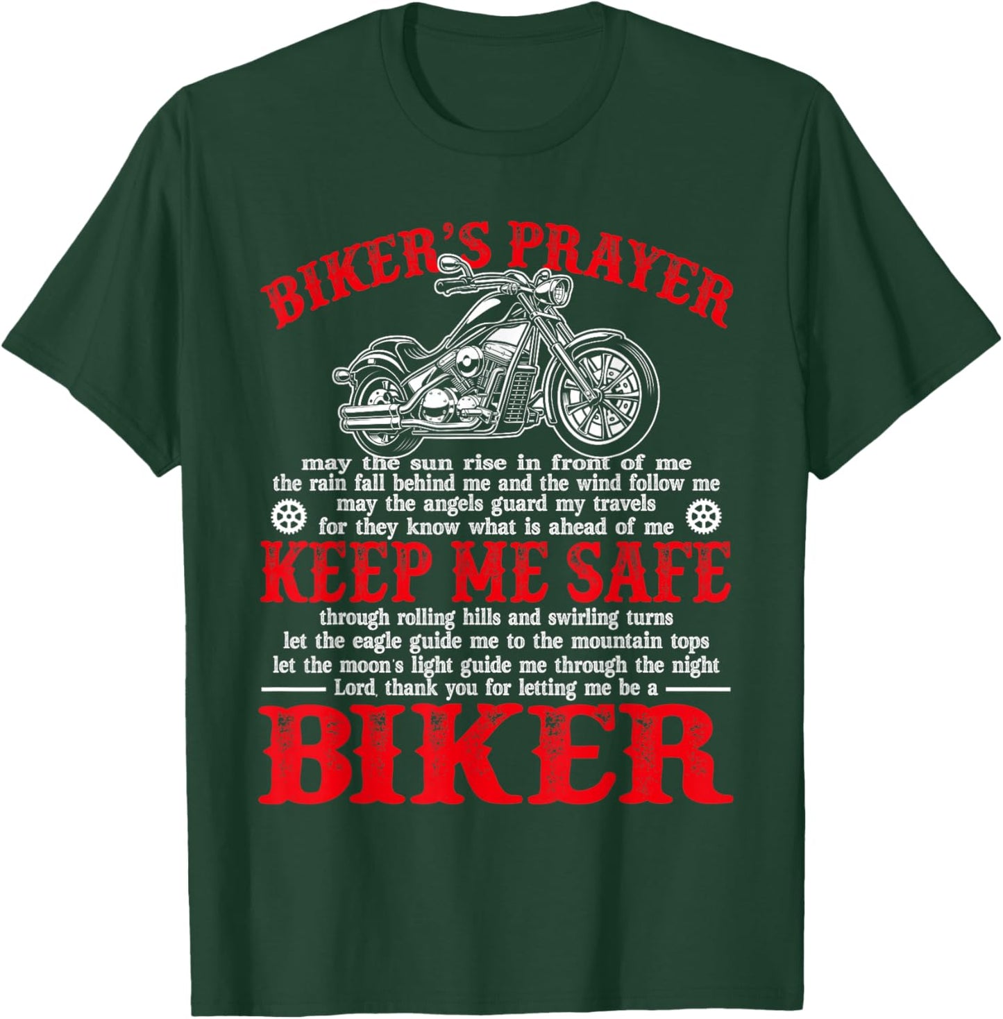 Biker's Prayer Vintage Motorcycle Biker Biking Motorcycling T-Shirt - T-Shirt | Forest