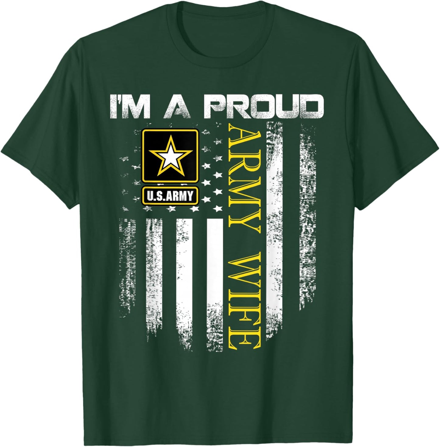 Vintage I'm A Proud Army Wife With American Flag Gift T-Shirt - T-Shirt | Forest