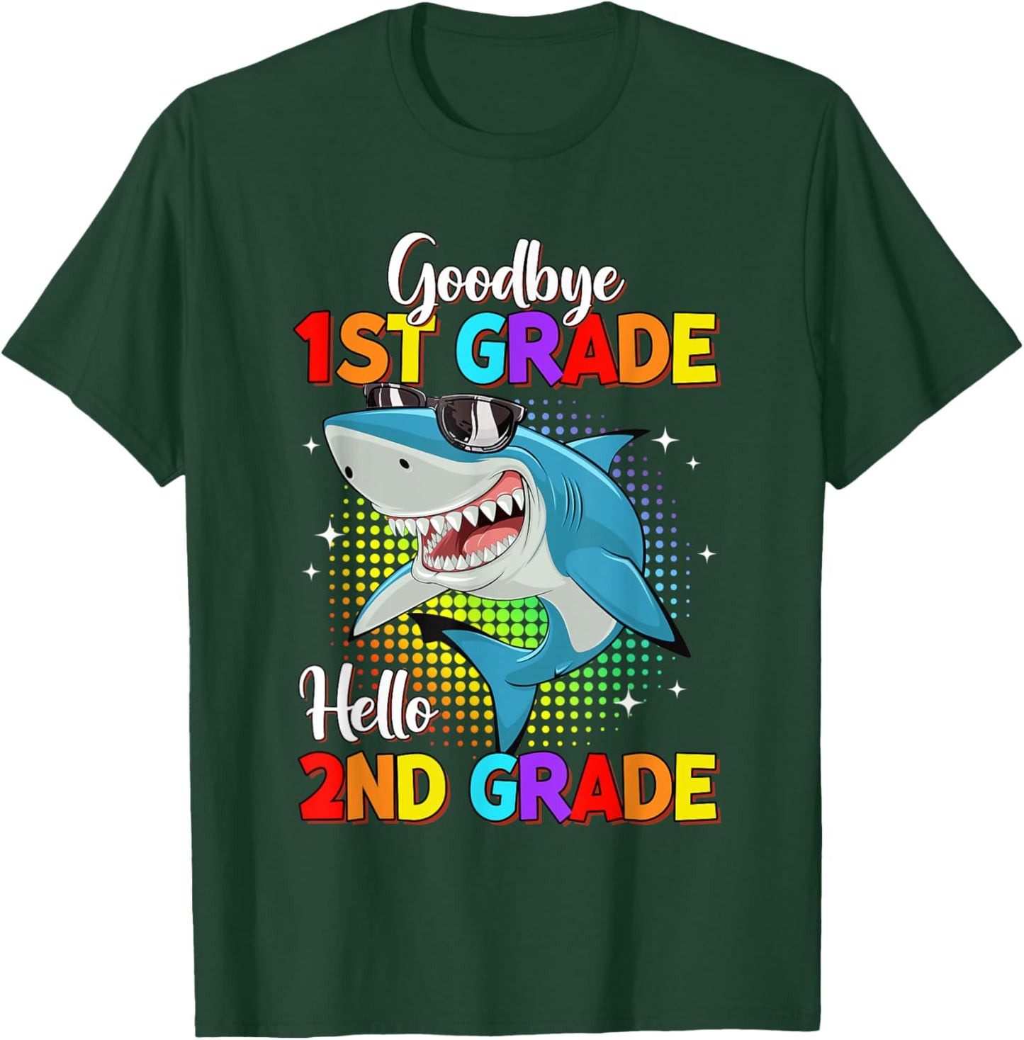 Goodbye 1st Grade Hello 2nd Grade Funny Shark Kids Boys T-Shirt - T-Shirt | Forest