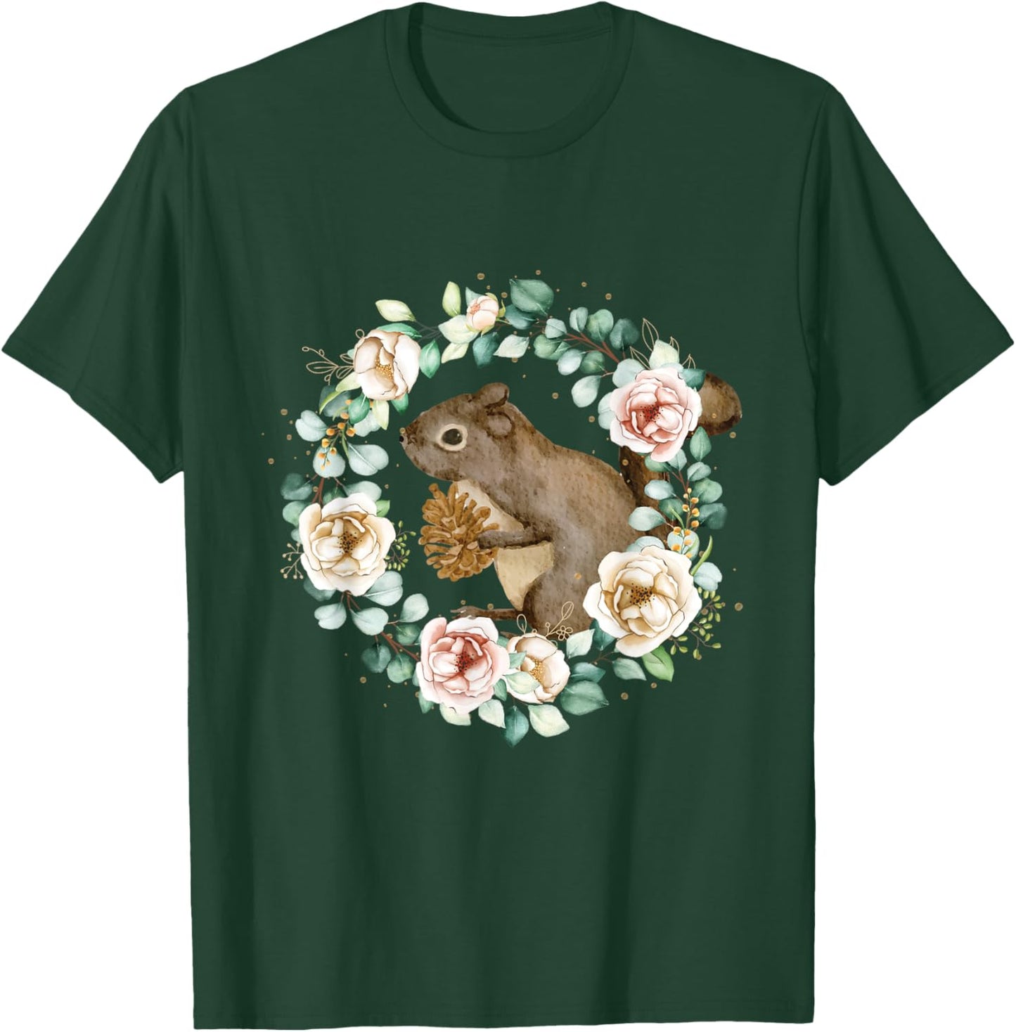 Squirrel Floral - Squirrel Lover Animal Lover T-Shirt - T-Shirt | Forest