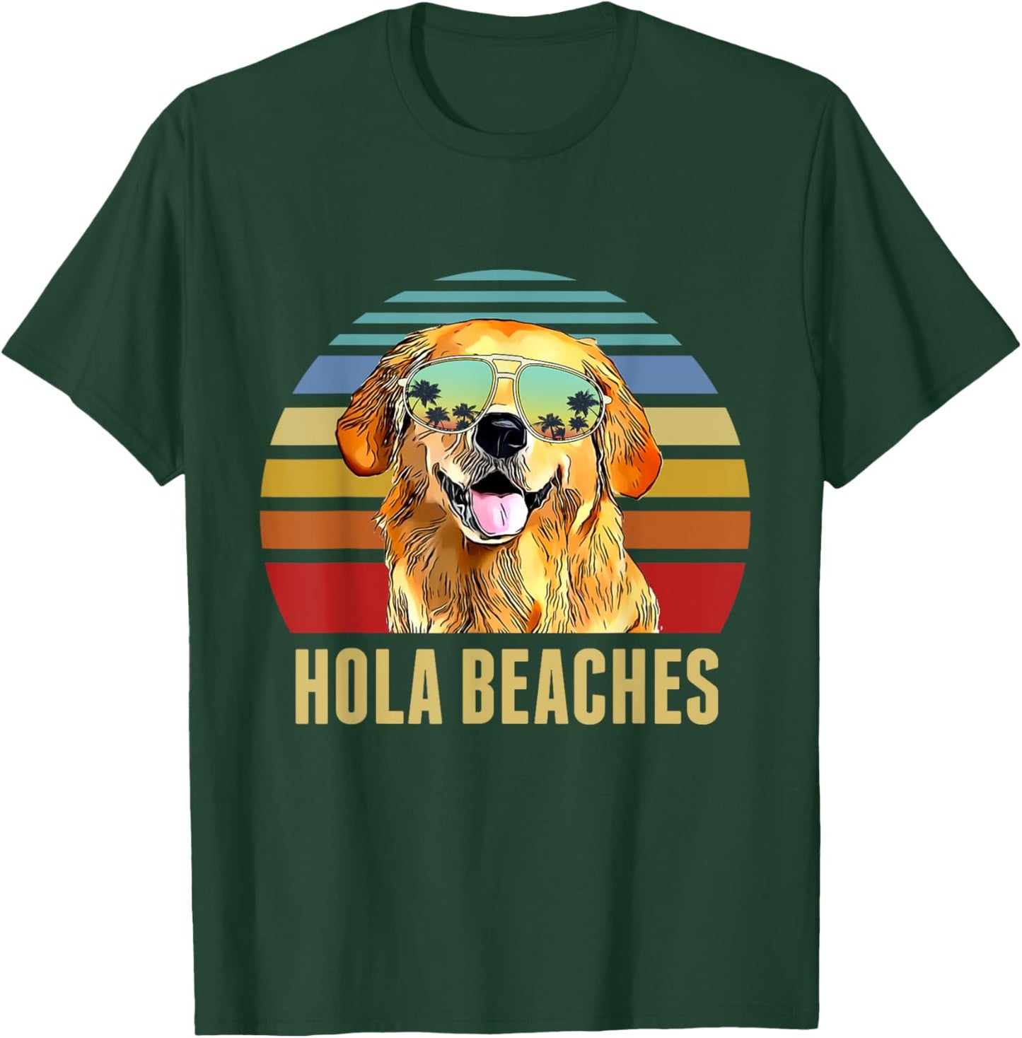 Hola Beaches Funny Labradors Dog Retro Sunset Beach Summer T-Shirt - T-Shirt | Forest