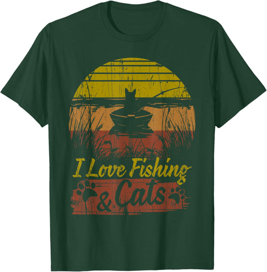 Cat I Love Fishing & Cats Present Bass Catfish Trout Women T-Shirt - T-Shirt | Forest