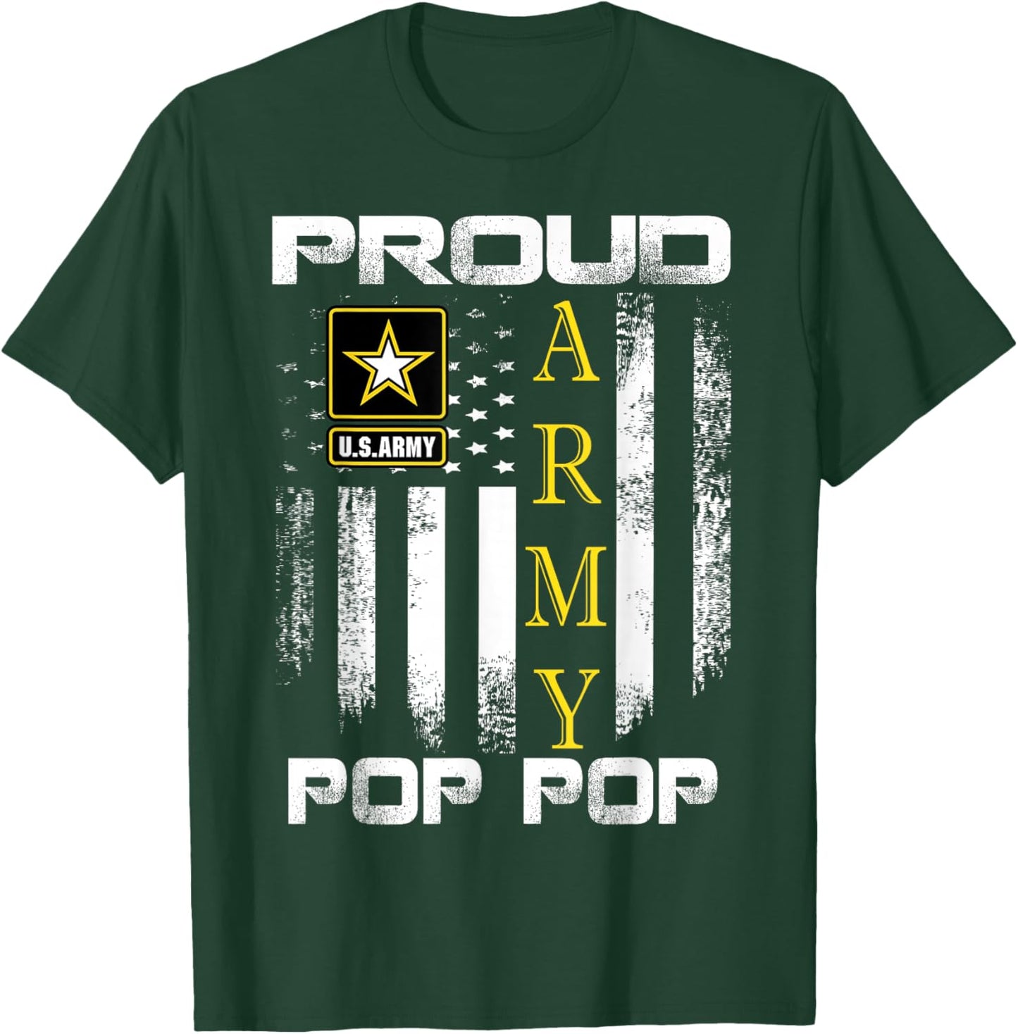 Vintage Proud Army Pop Pop With American Flag Gift T-Shirt - T-Shirt | Forest