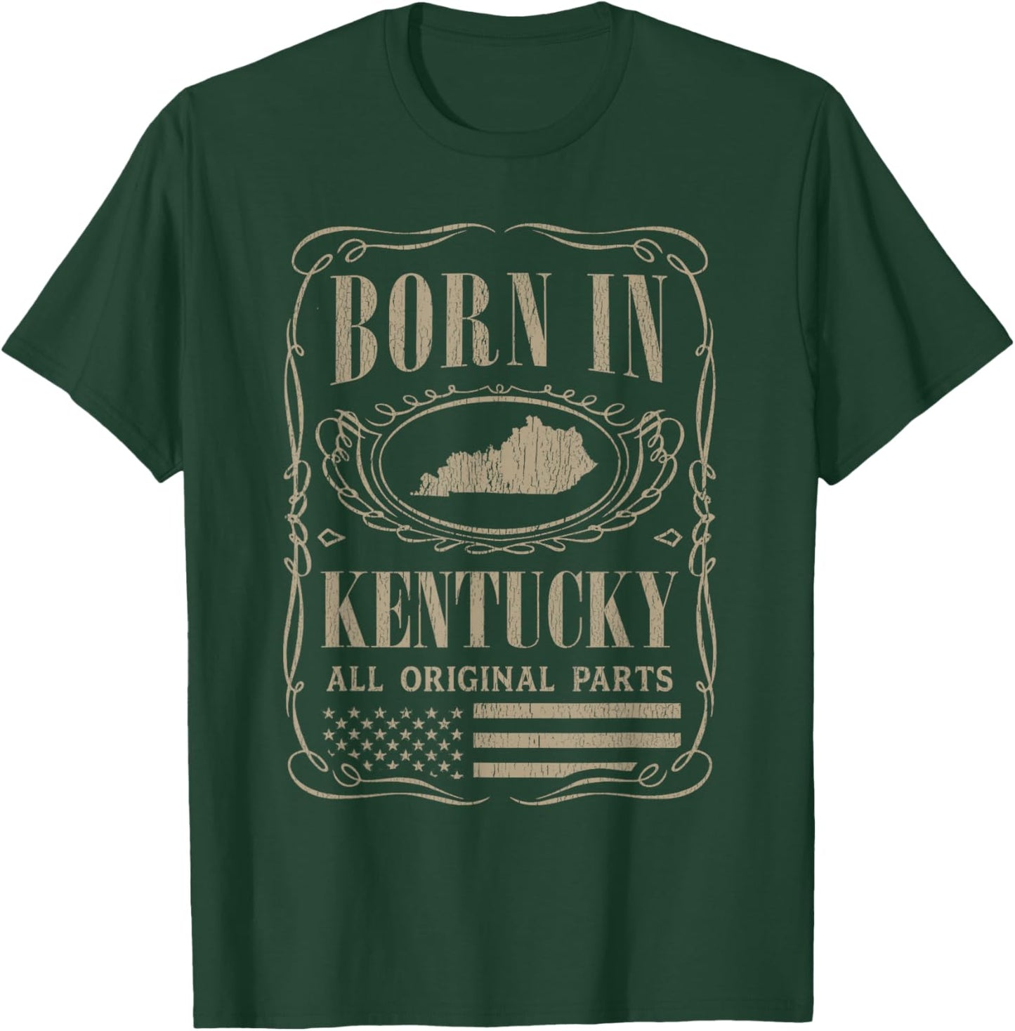 Vintage Classic America Land Map US States Born Kentucky T-Shirt - T-Shirt | Forest
