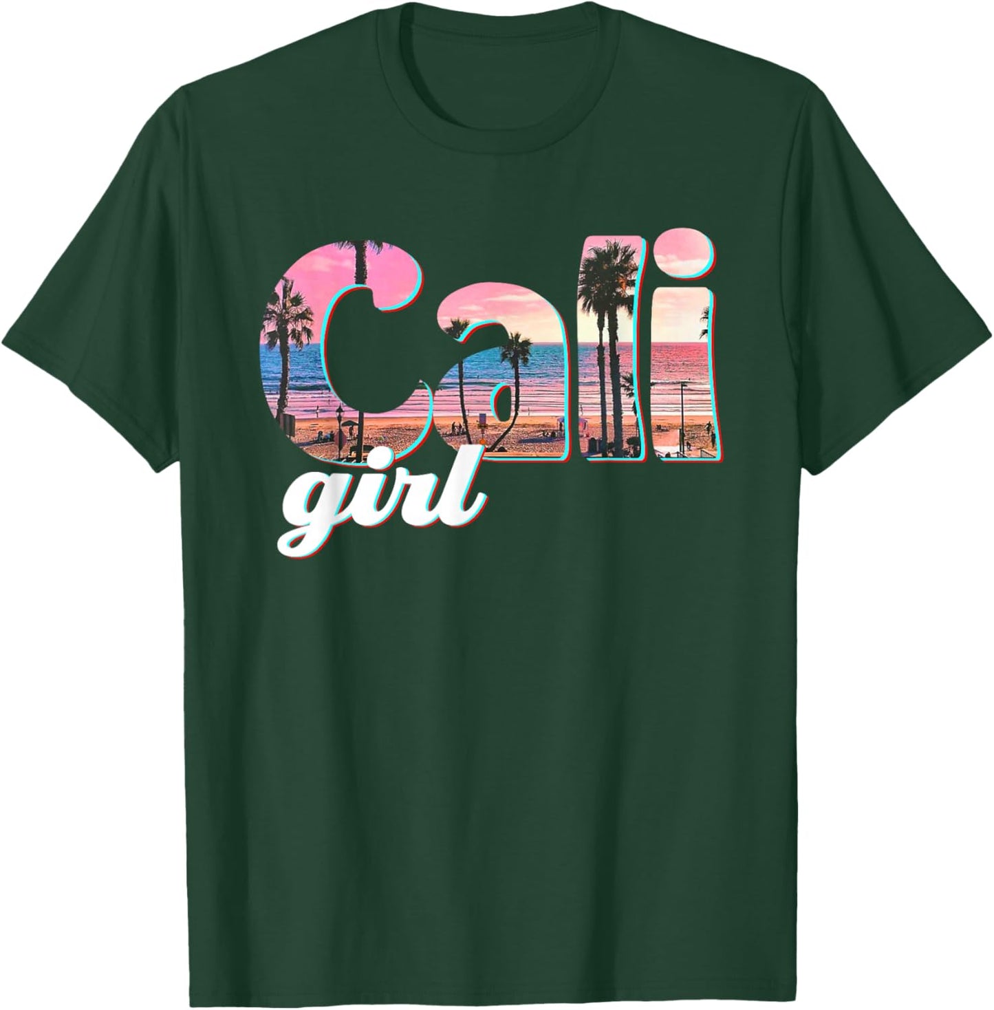 Cali Girl Sunset Beach California Summer Retro Women's Gift T-Shirt - T-Shirt | Forest