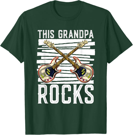 Funny Bassist Musician This Grandpa Rocks Bass Guitar T-Shirt - T-Shirt | Forest