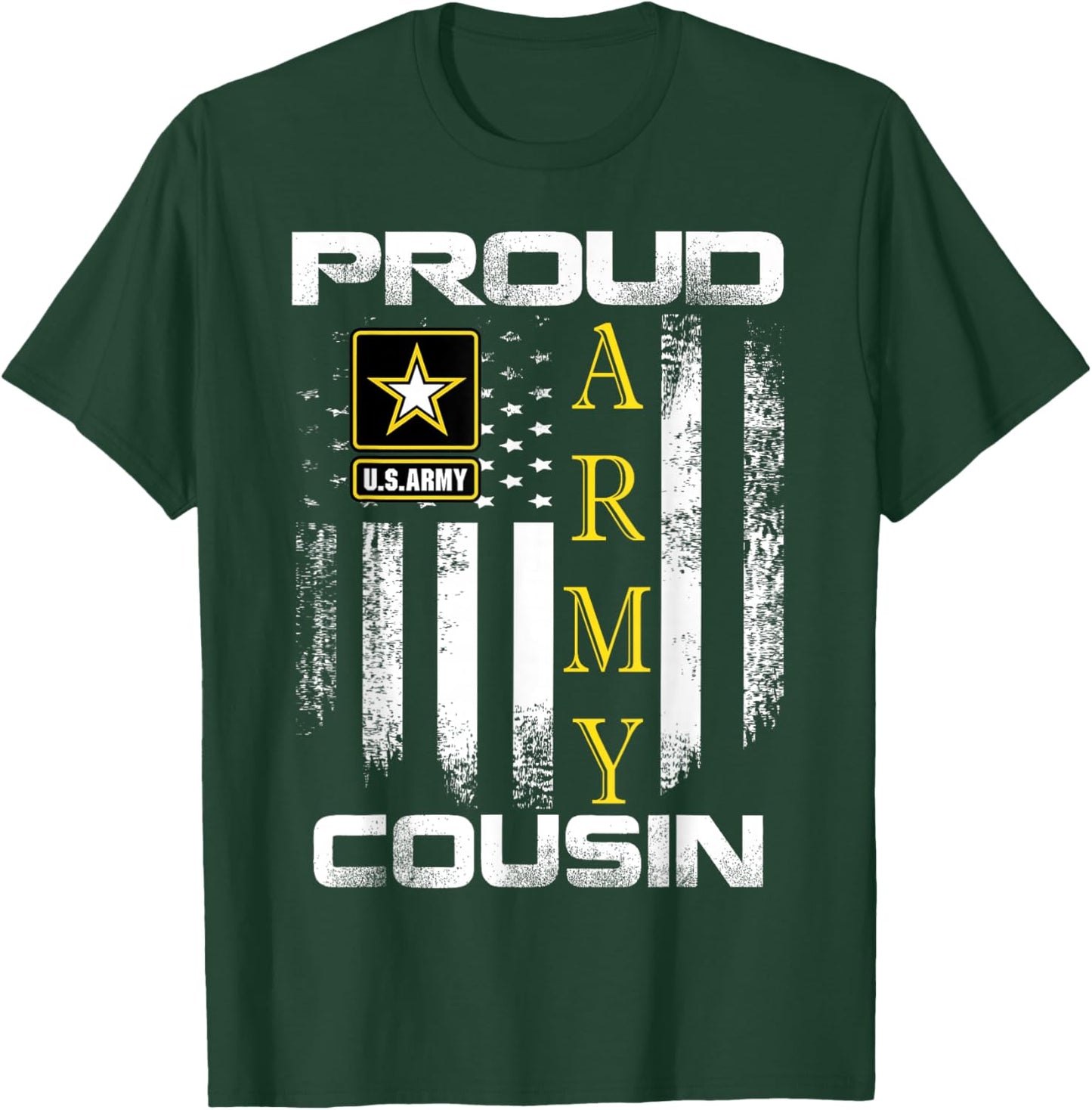Vintage Proud Army Cousin With American Flag Gift T-Shirt - T-Shirt | Forest