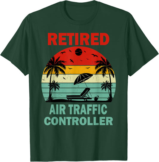 Retired Air Traffic Controller Sunset Retirement T-Shirt - T-Shirt | Forest