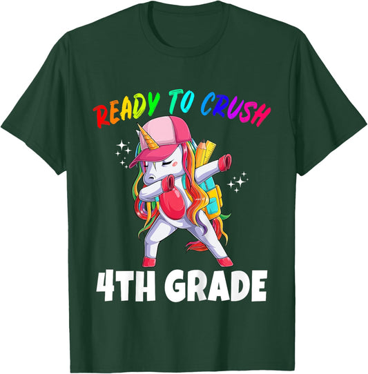 4th Grade Unicorn First Day of School Gift Girls Rainbow T-Shirt - T-Shirt | Forest