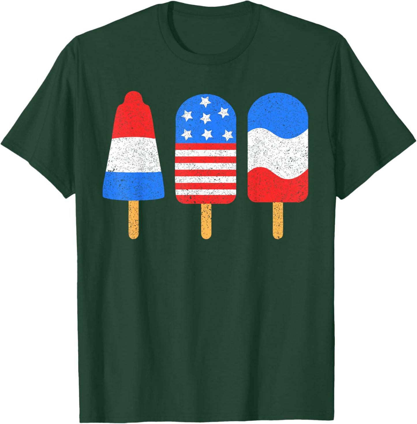 4th of July Ice Pops Red White Blue American Flag Patriotic T-Shirt - T-Shirt | Forest