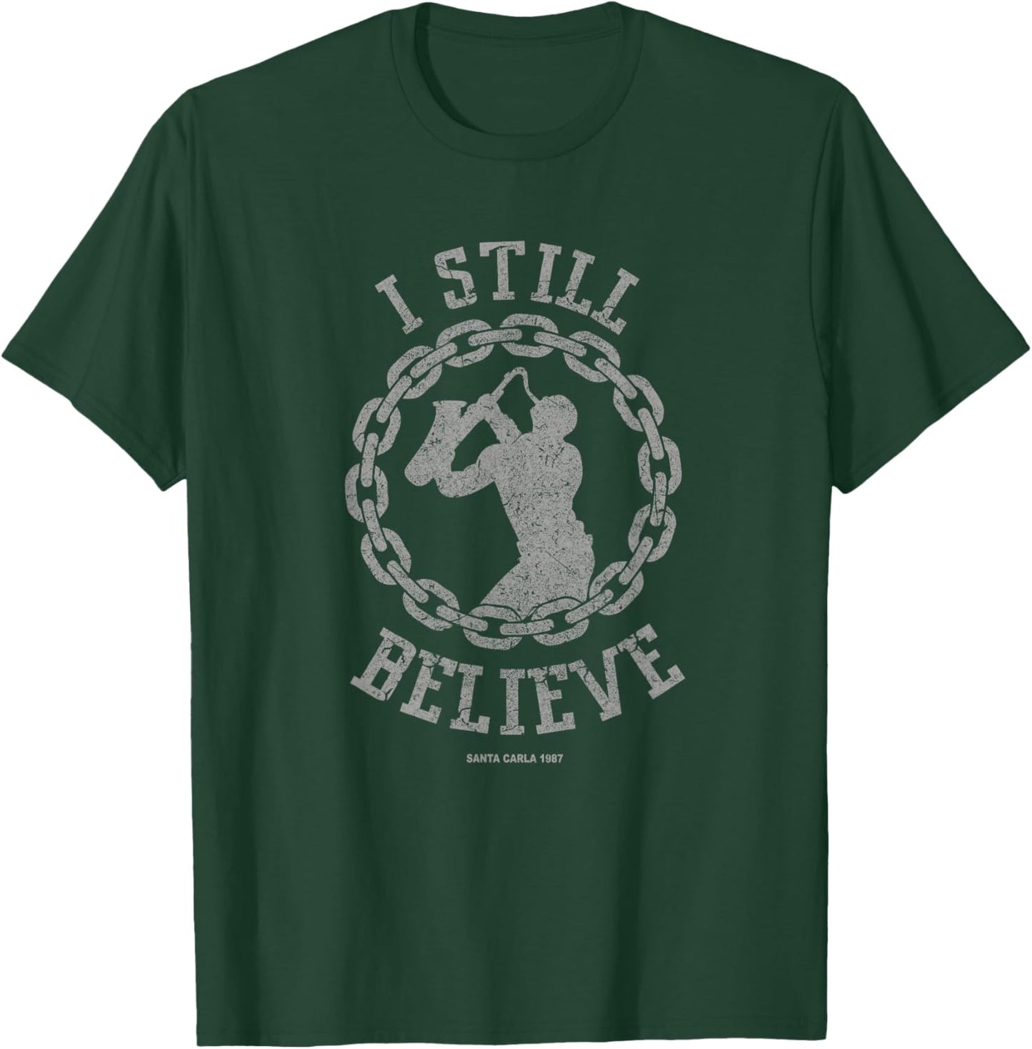 I Still Believe Muscle Saxophone, Big Chain Silhouette T-Shirt - T-Shirt | Forest
