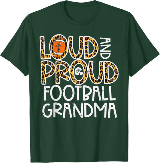 Leopard Loud & Proud American Football Grandma Family Nana T-Shirt - T-Shirt | Forest