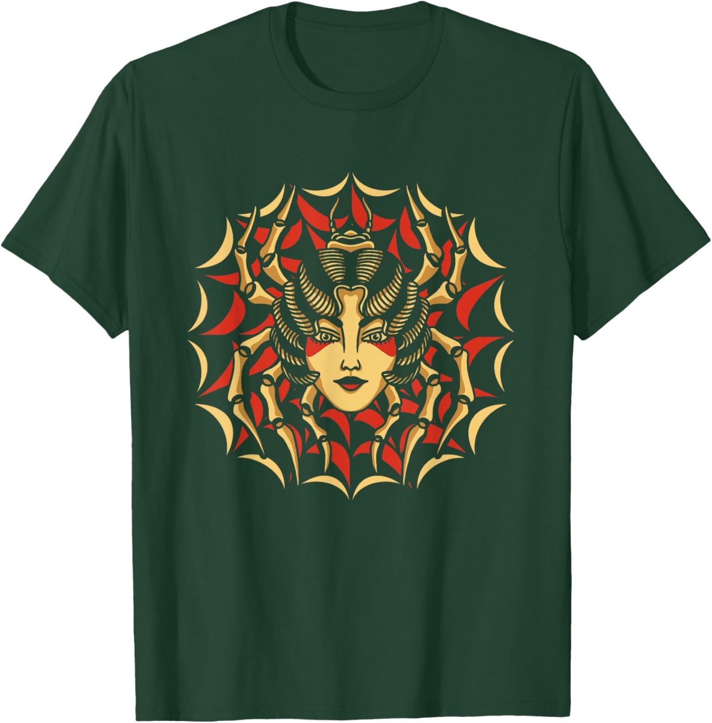 Spider Geisha American Traditional Tattoo Inked Old School T-Shirt - T-Shirt | Forest