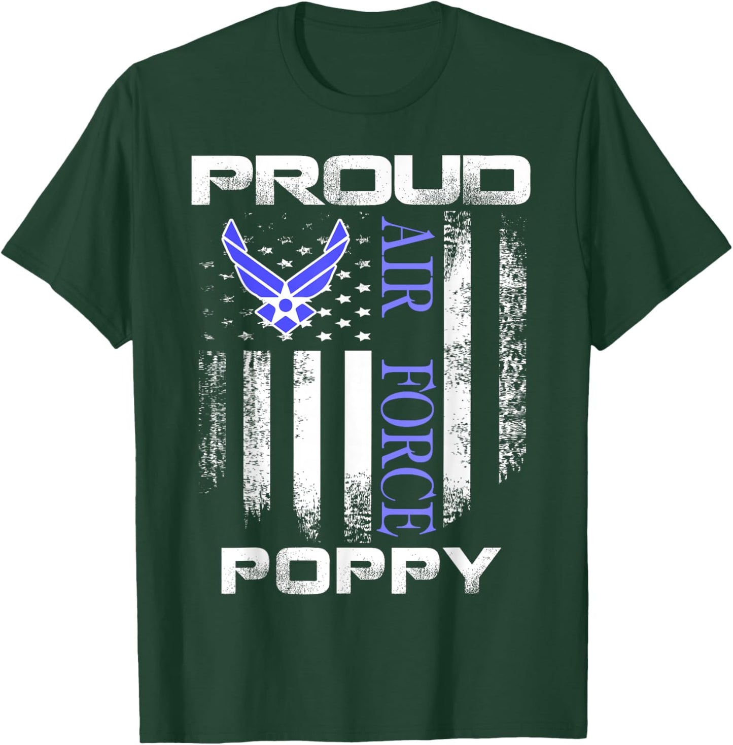 Vintage Proud Air Force Poppy With American Flag Gift T-Shirt - T-Shirt | Forest