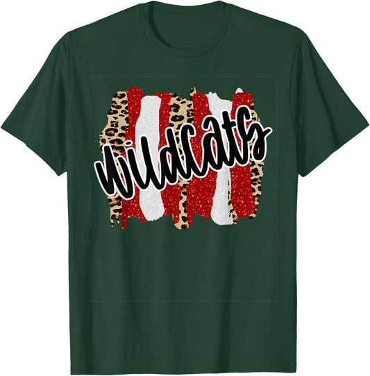 Wildcats Splash Red White Black School Spirit T-Shirt - T-Shirt | Forest