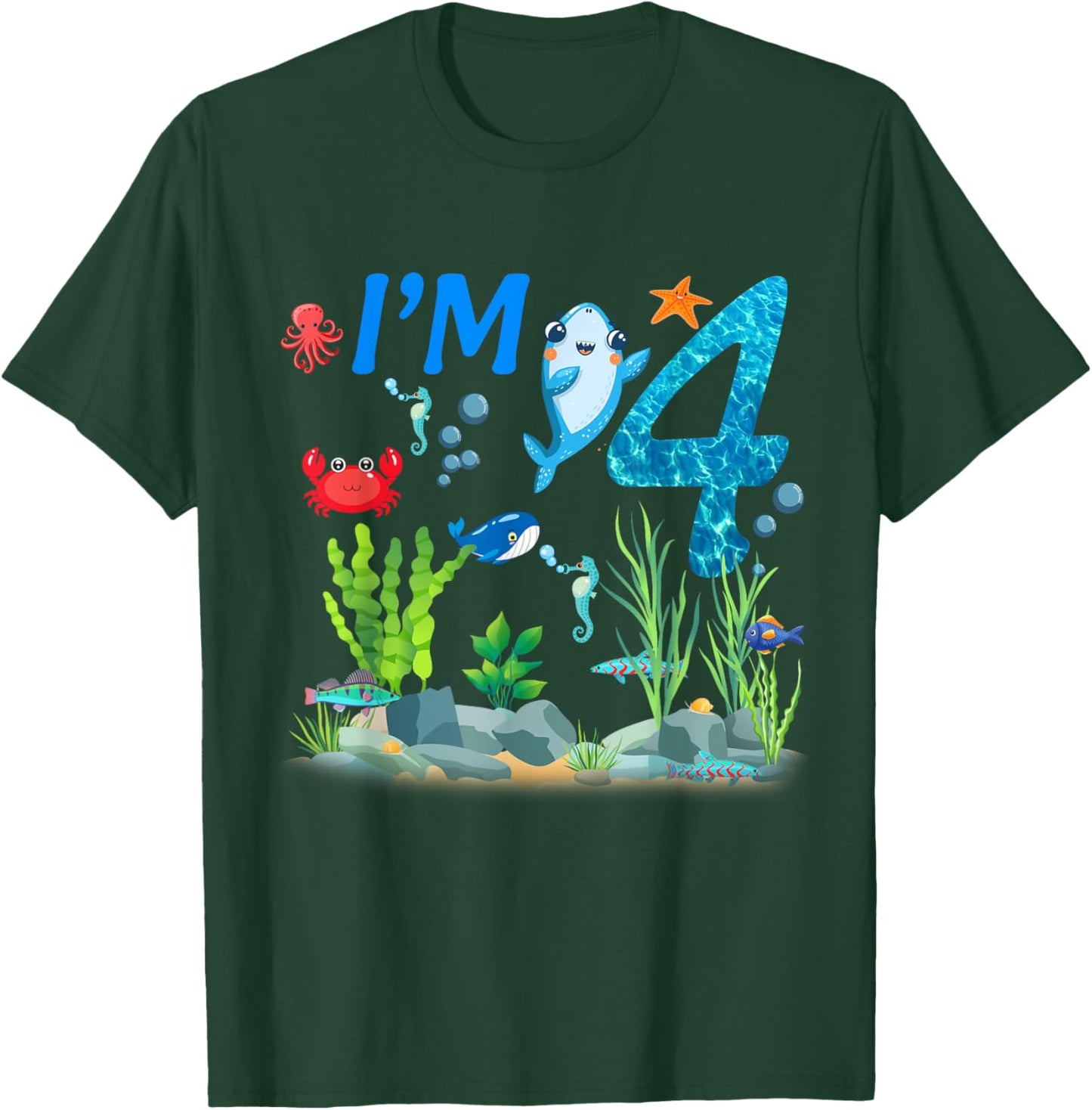 4 Year Old Ocean themed birthday Under the sea 4th birthday T-Shirt - T-Shirt | Forest