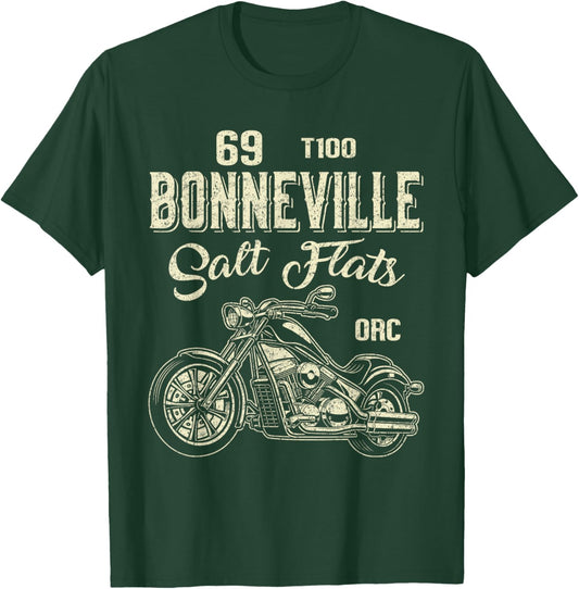 Bonneville Salt Flats Vintage Retro Motorcycle Rider Funny T-Shirt - T-Shirt | Forest