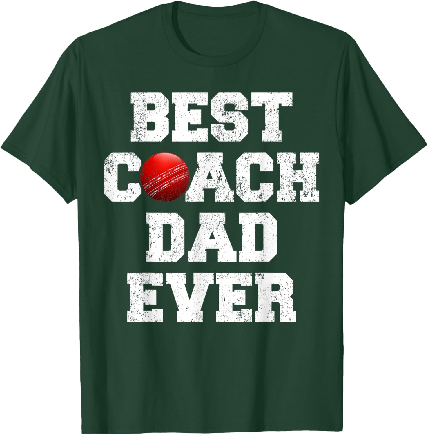 Distressed Vintage Best Cricket Coach Dad Father's Day T-Shirt - T-Shirt | Forest
