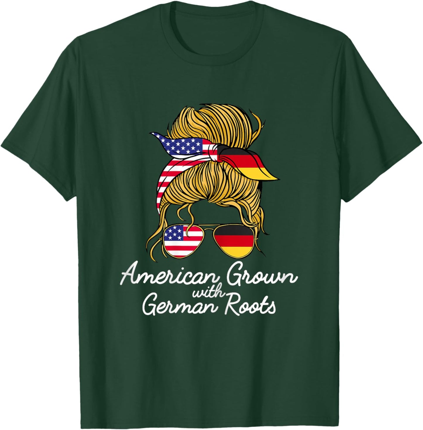 American Grown with German Roots Germany and USA Flag T-Shirt - T-Shirt | Forest
