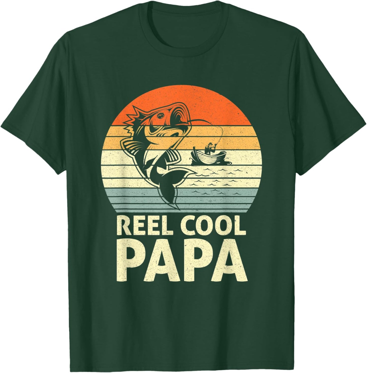 Reel Cool Papa Fishing Daddy Father's Day Papa Fisherman T-Shirt - T-Shirt | Forest