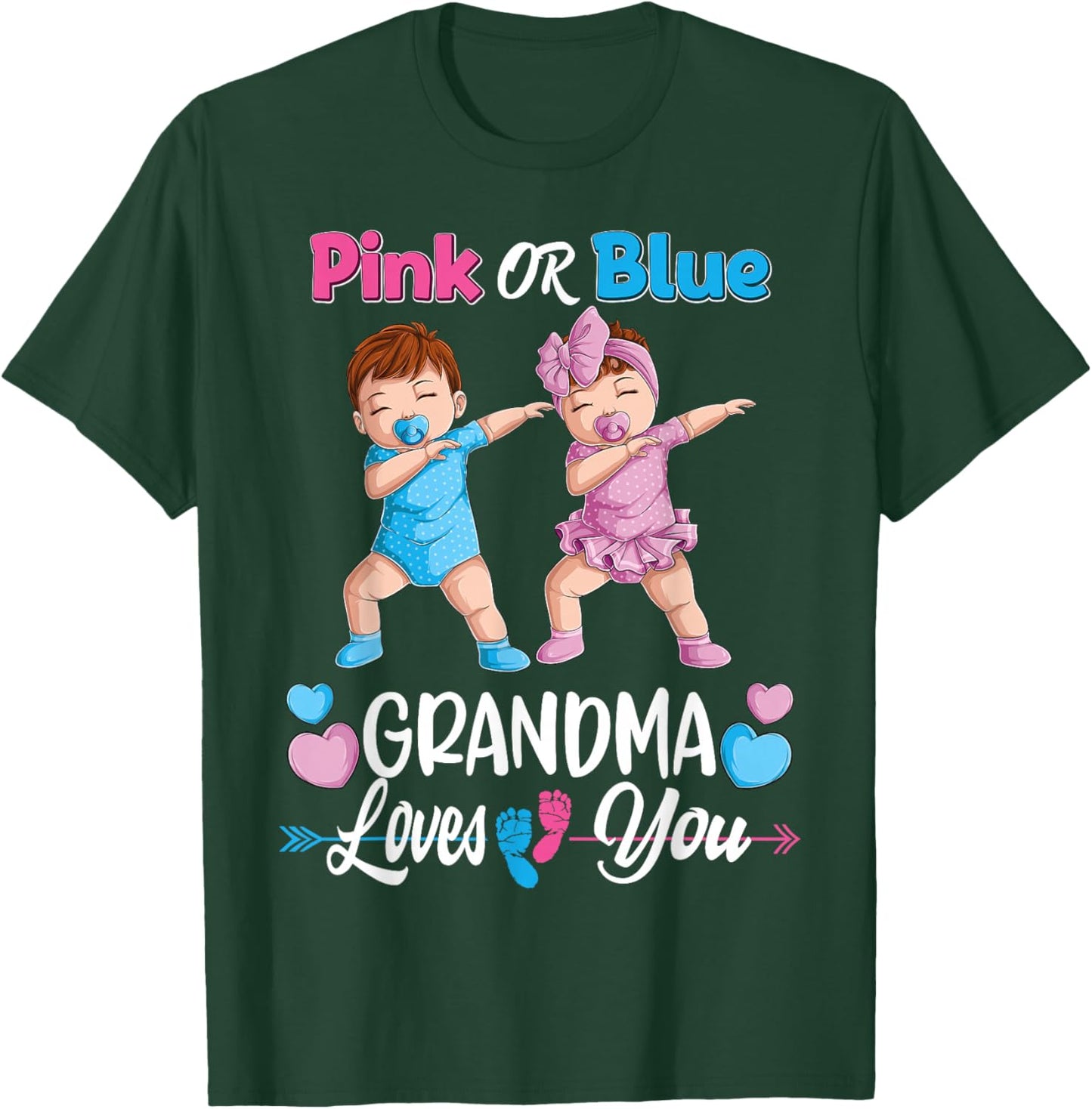 Pink Or Blue Grandma Loves You Baby Gender Reveal Party Small T-Shirt - T-Shirt | Forest