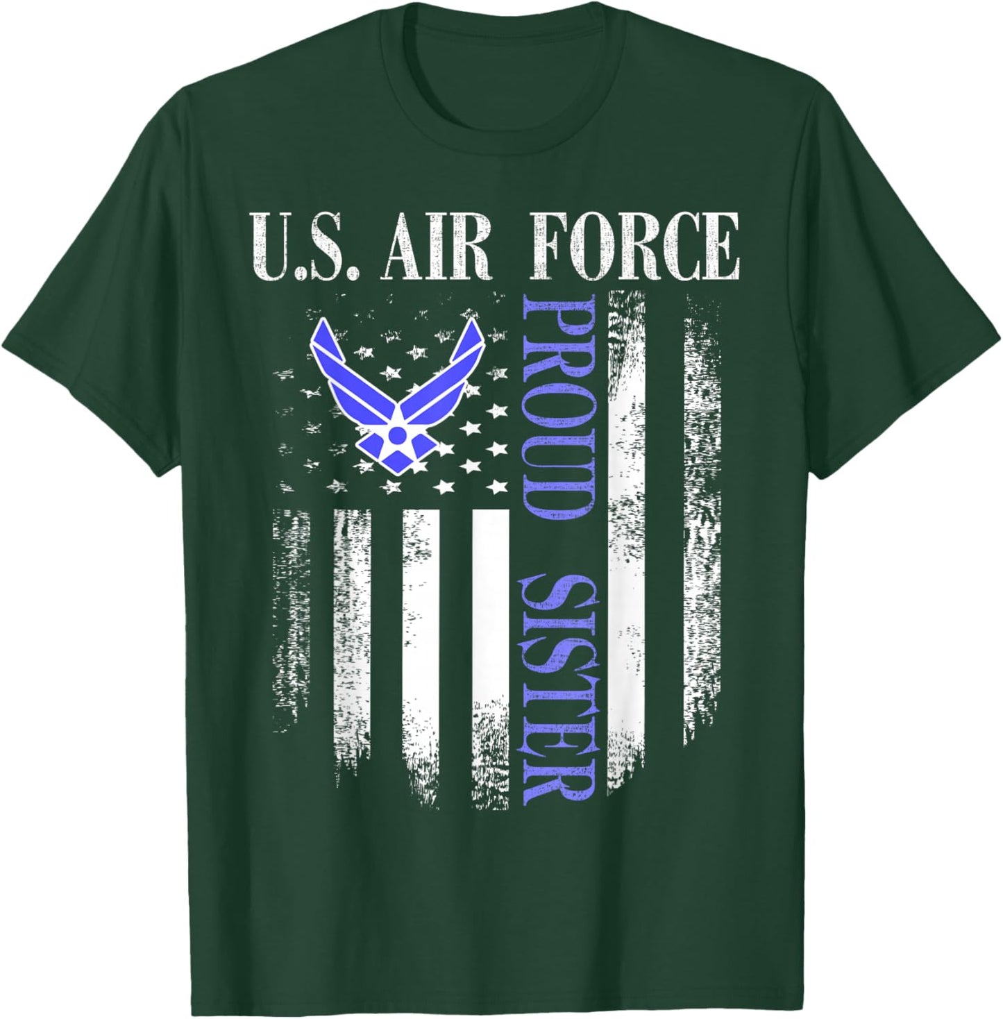 Vintage U.S. Air Force Proud Sister with American Flag T-Shirt - T-Shirt | Forest