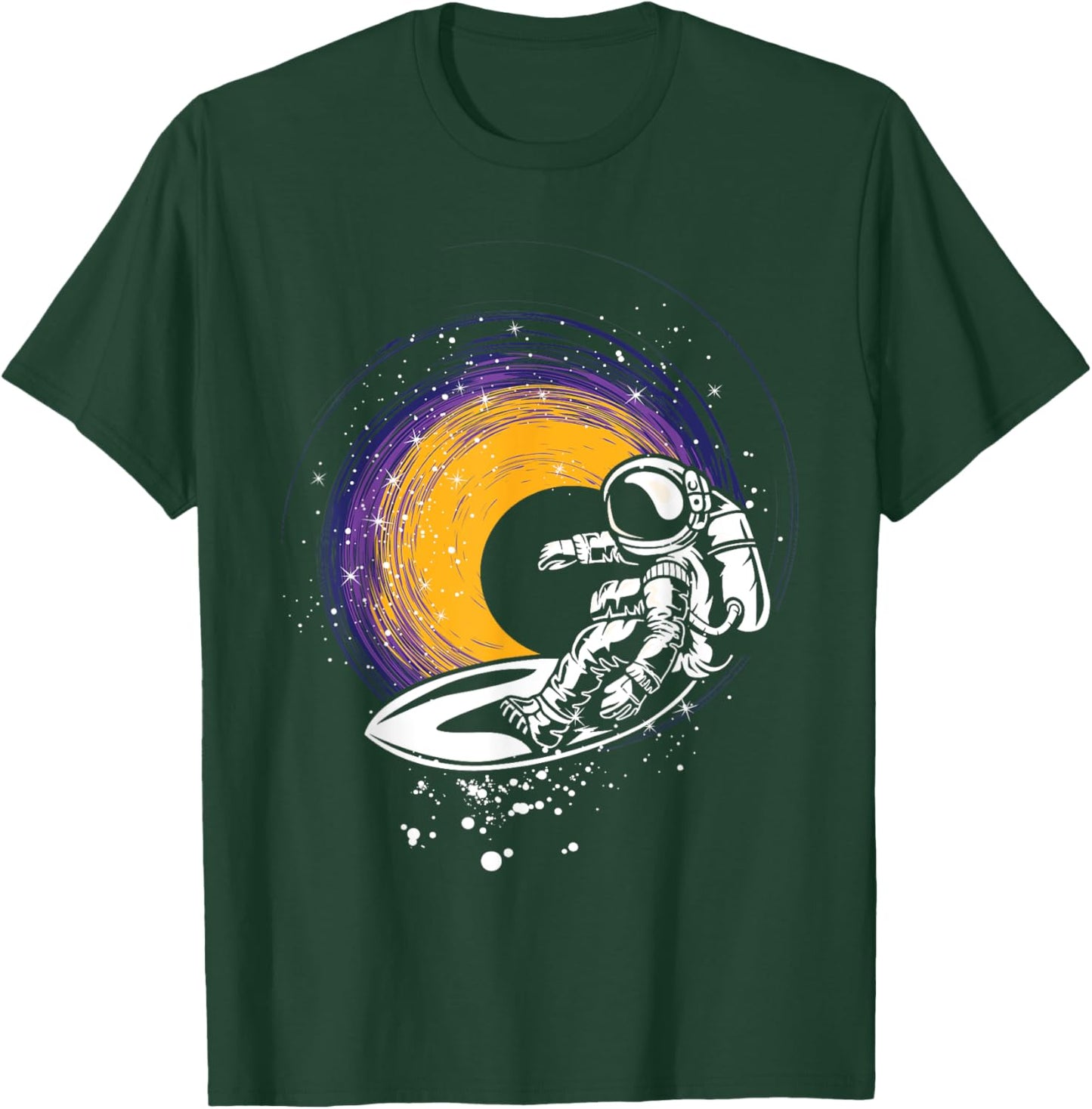 Surfing Astronaut - Galaxy Planets Space Spaceship T-Shirt - T-Shirt | Forest