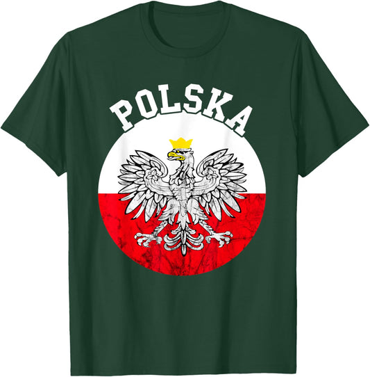 Poland Flag Polish Eagle Polish Pride Polska Polish Roots T-Shirt - T-Shirt | Forest