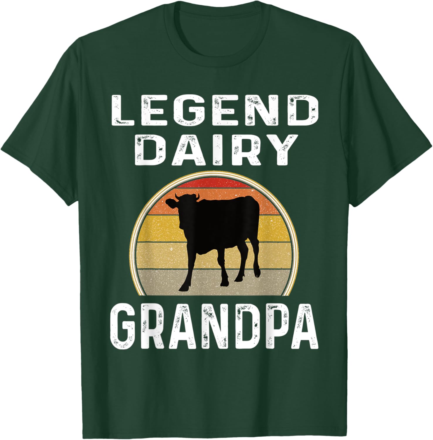 Legend Dairy Grandpa Retro Sunset Cow Farming Funny Cattle T-Shirt - T-Shirt | Forest