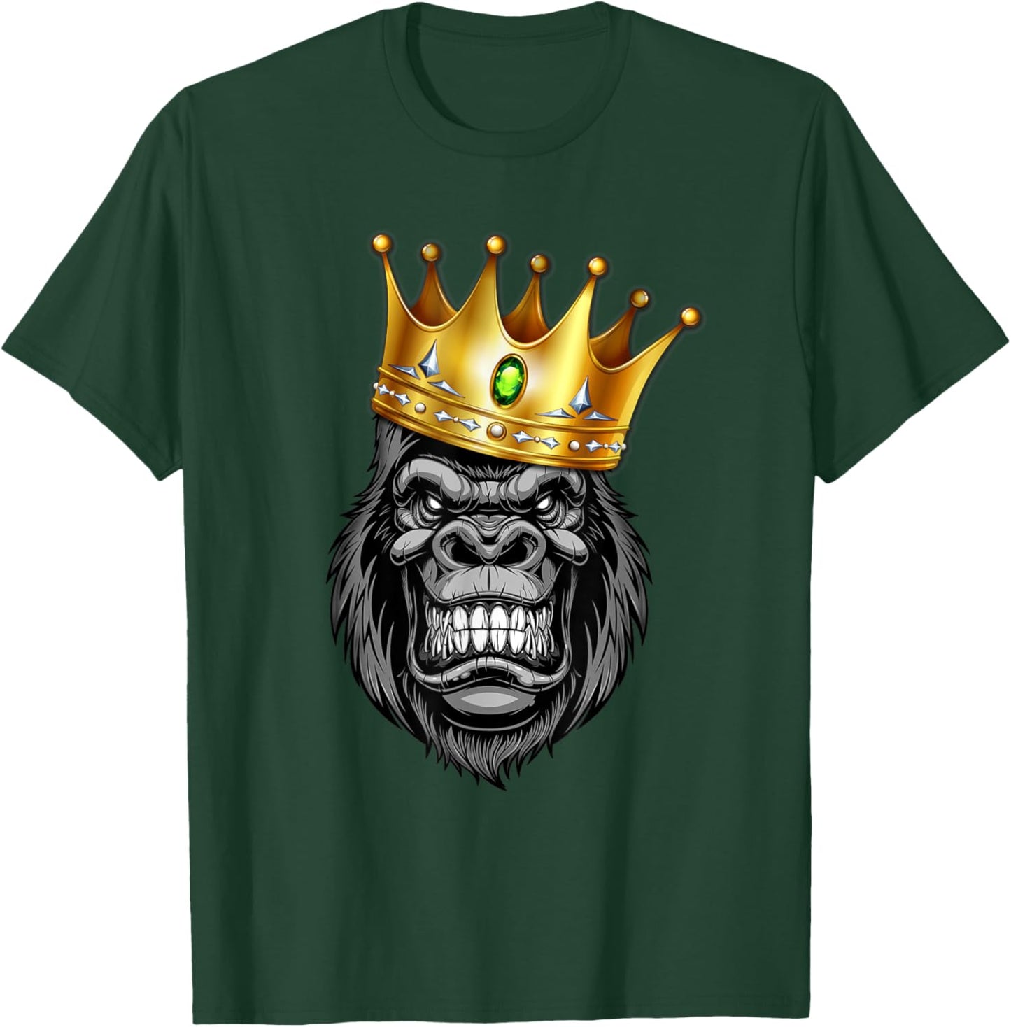 The King Of Angry Gorilla With Crown Ape Wildlife T-Shirt - T-Shirt | Forest