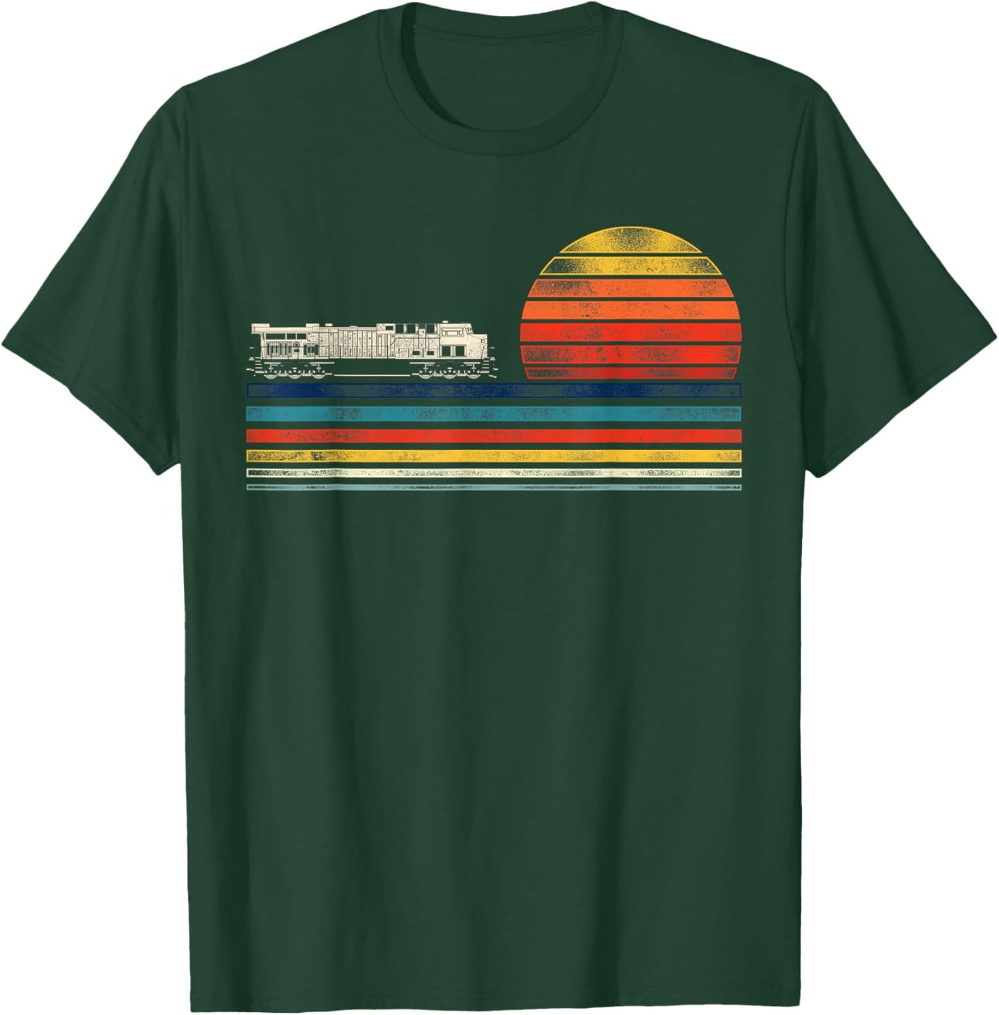 Model Train Railroad Conductor Engineer HD0 Black Retro Diesel Train Driver Trainspotting Locomotive T-Shirt - T-Shirt | Forest