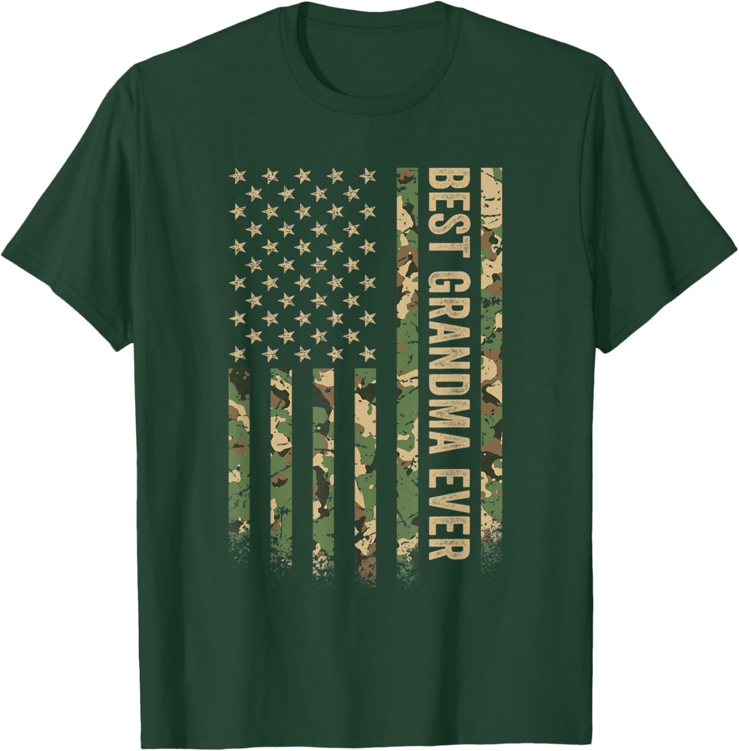 Best Grandma Ever American Flag Camo Veteran Patriotic Men T-Shirt - T-Shirt | Forest