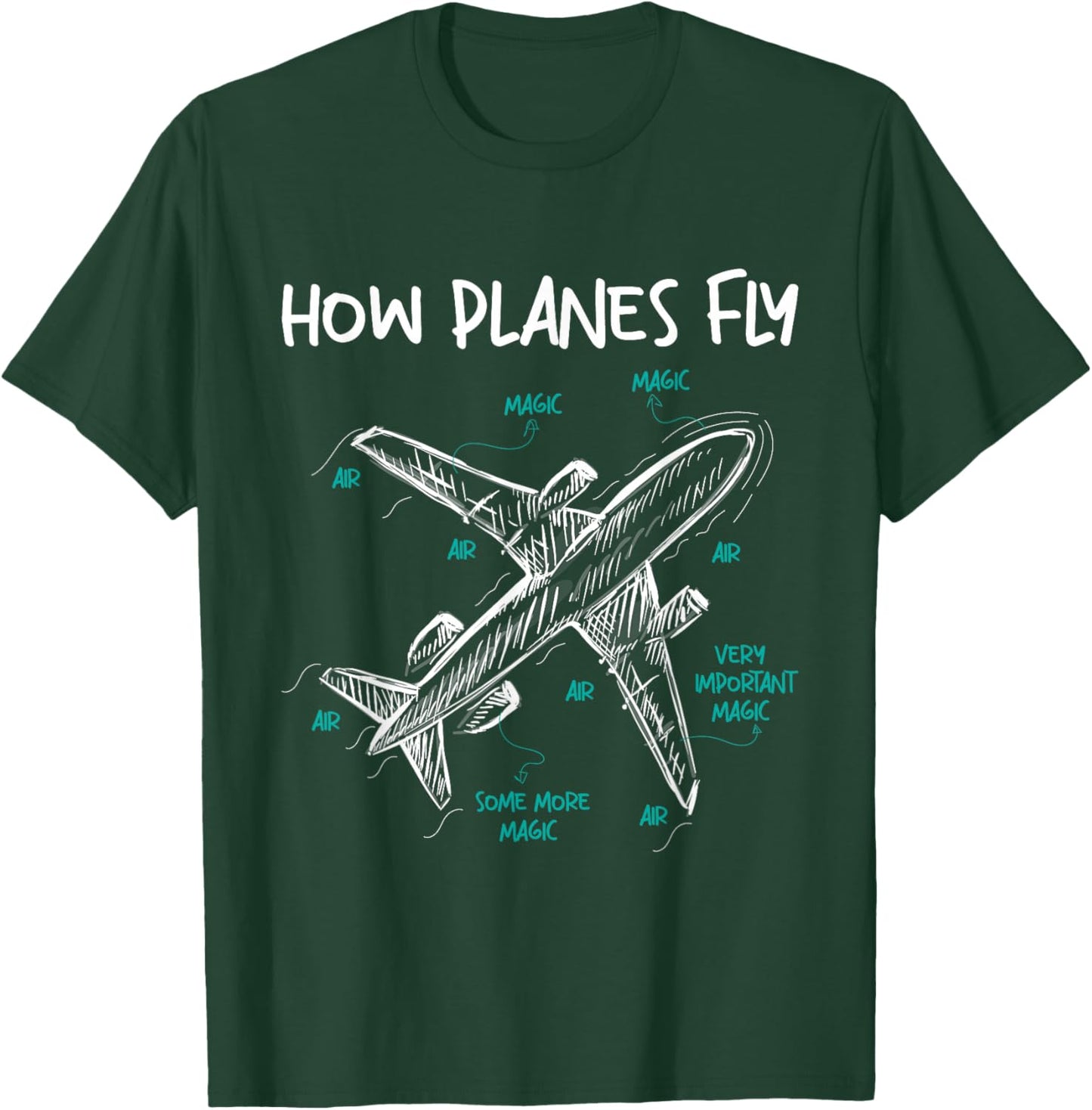 How Planes Fly - Aerospace Engineer Aeronautical Engineering Small T-Shirt - T-Shirt | Forest
