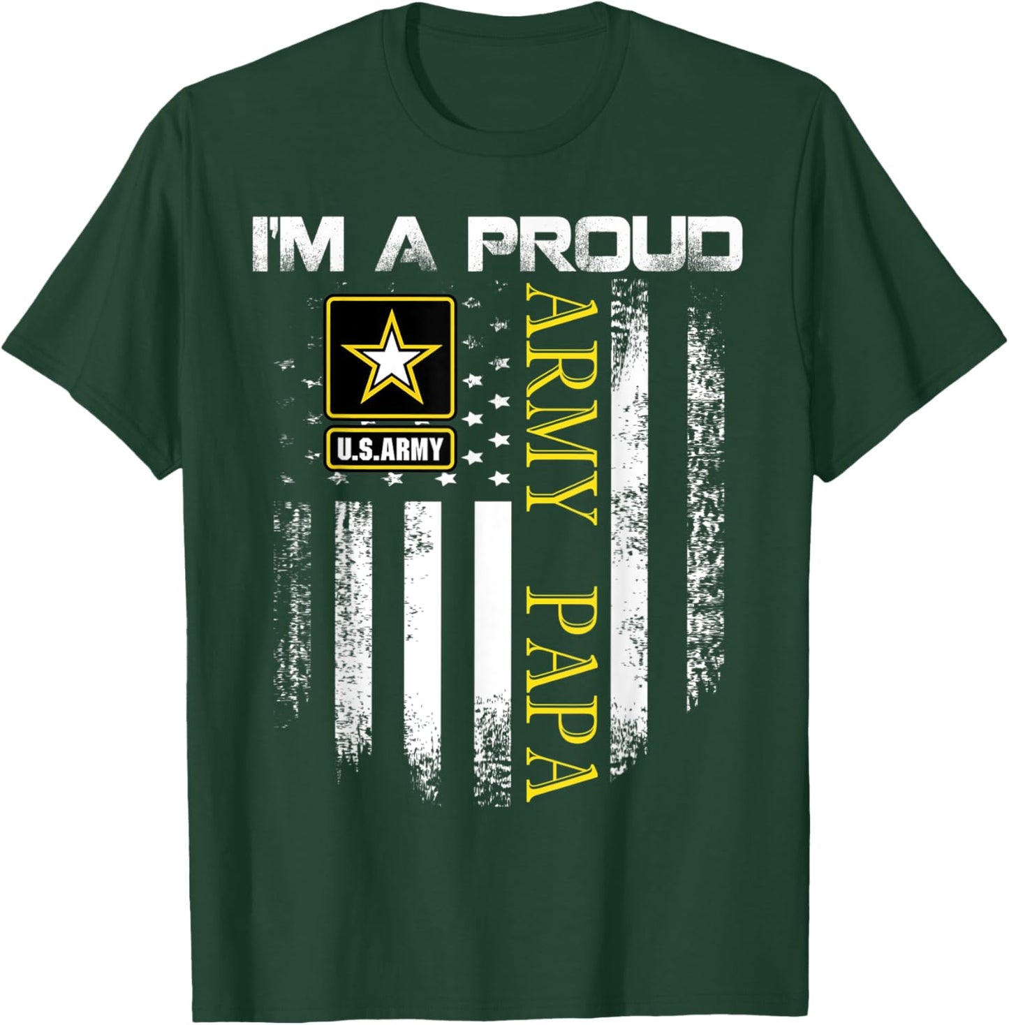 Vintage I'm A Proud Army Papa With American Flag Gift T-Shirt - T-Shirt | Forest
