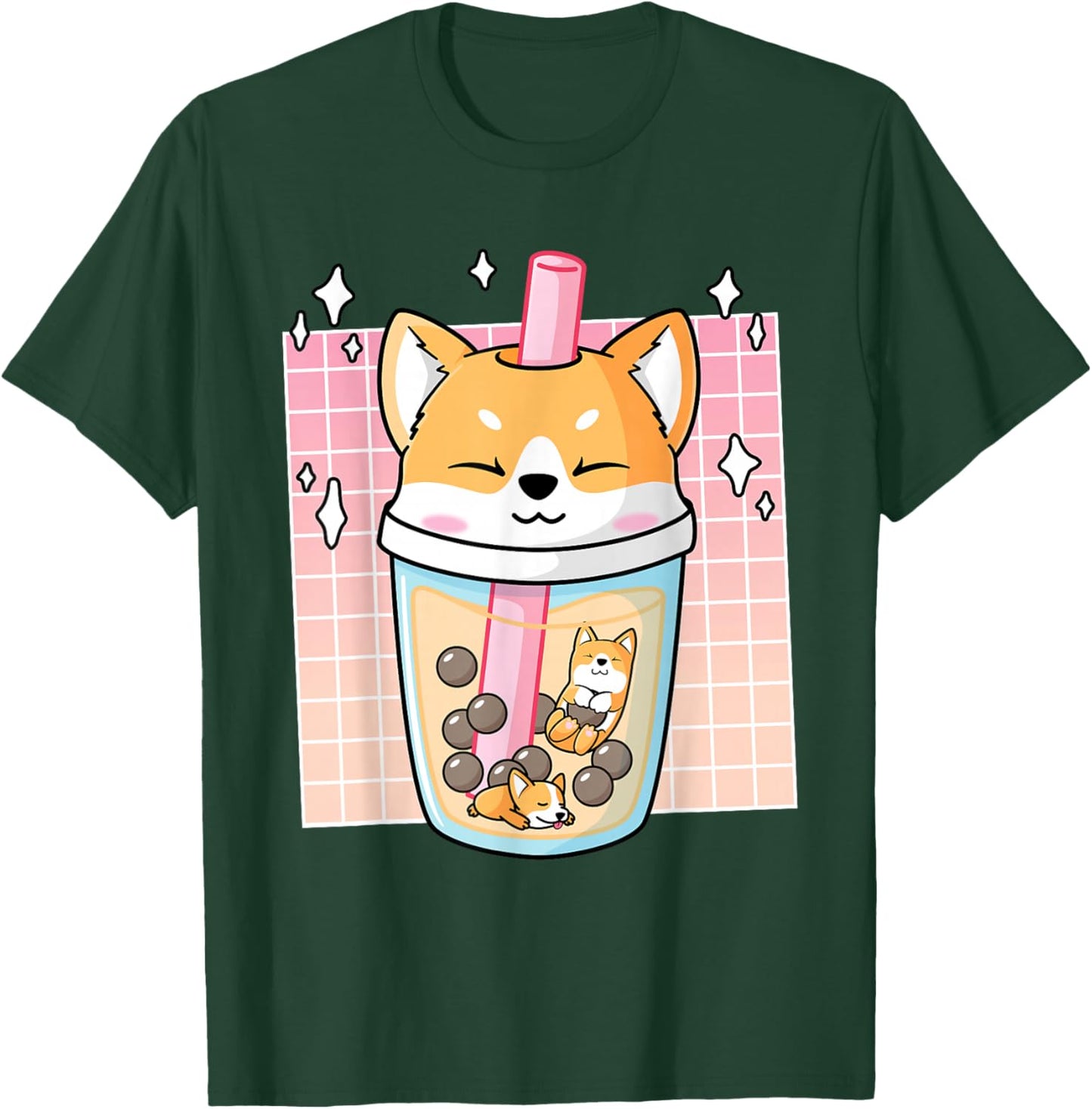 Kawaii Shiba Inu Dog Bubble Tea Boba Japan Corgi T-Shirt - T-Shirt | Forest