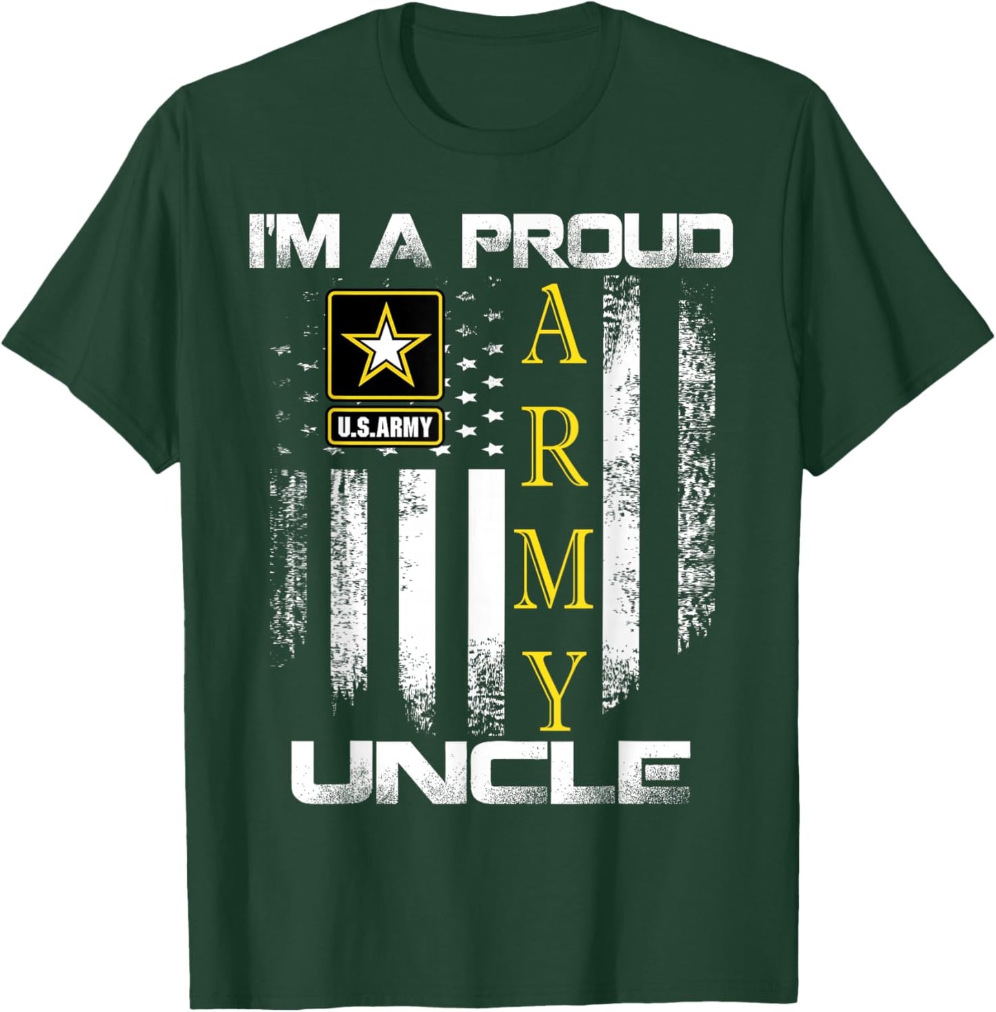Vintage I'm A Proud Army Uncle With American Flag Gift T-Shirt - T-Shirt | Forest