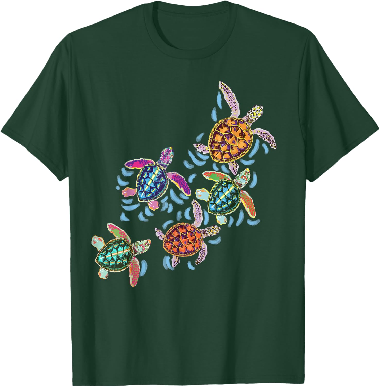 Hawaiian Colors Sea Turtle Gifts For Kids, Girls, Men, Women T-Shirt - T-Shirt | Forest