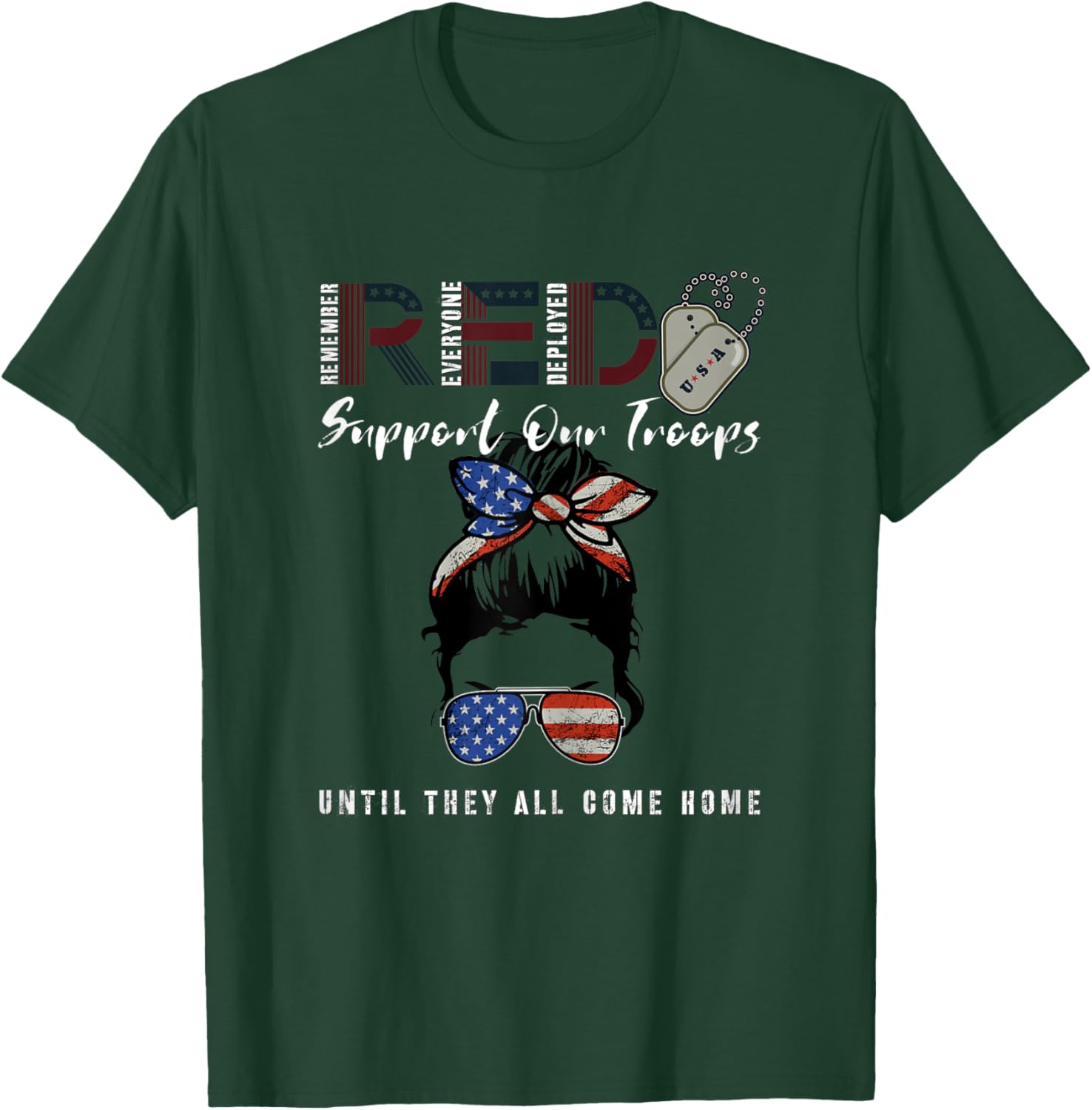 On Friday We Wear Red Friday Military Support troops US Flag T-Shirt - T-Shirt | Forest