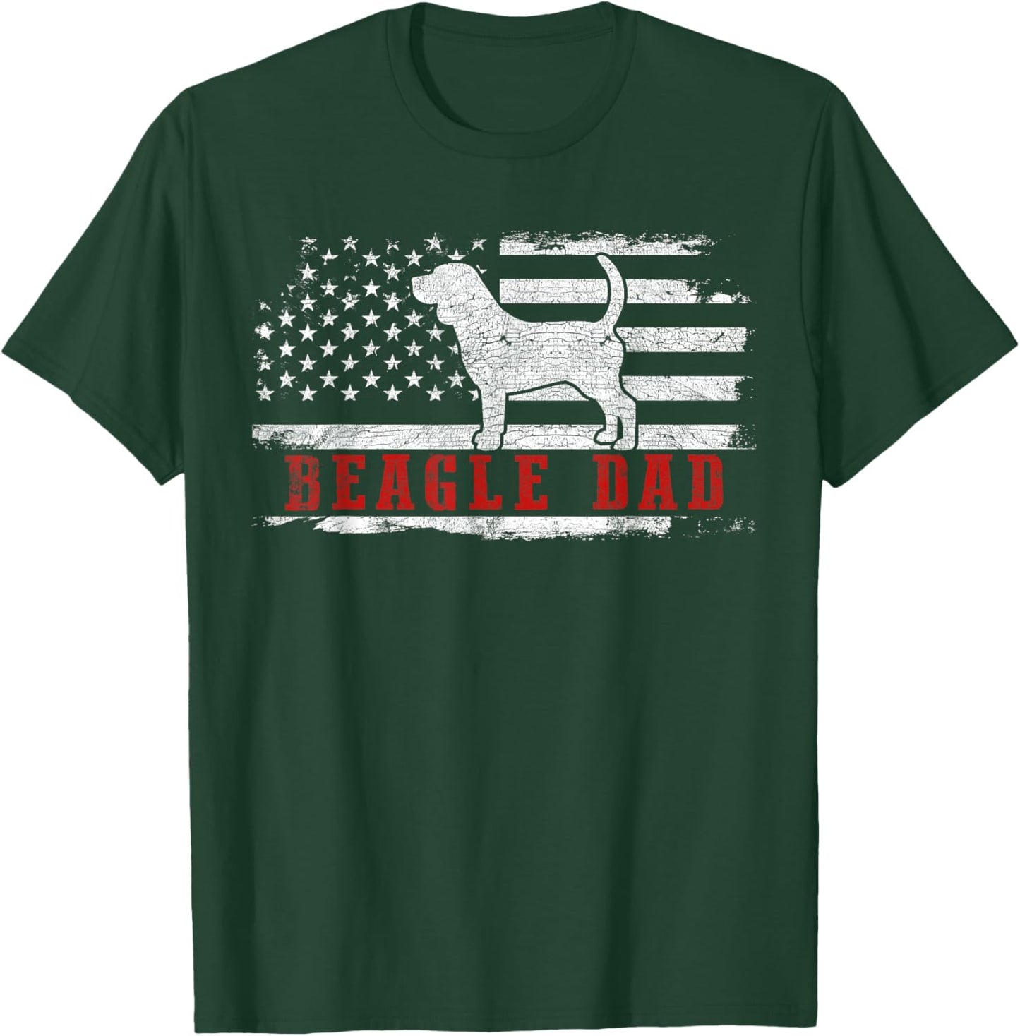 Beagle Dad Distressed American Flag Patriotic Dog T-Shirt - T-Shirt | Forest