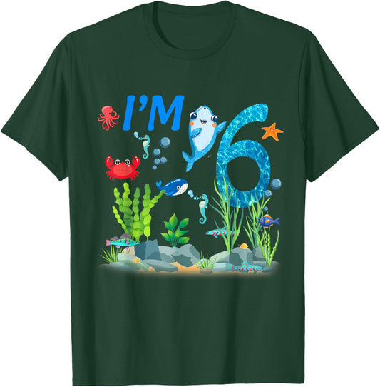 6 Year Old Ocean themed birthday Under the sea 6th birthday T-Shirt - T-Shirt | Forest