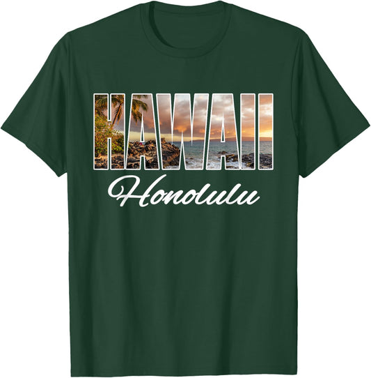 Hawaii Honolulu Surfing Beach Hawaiian Island T-Shirt - T-Shirt | Forest