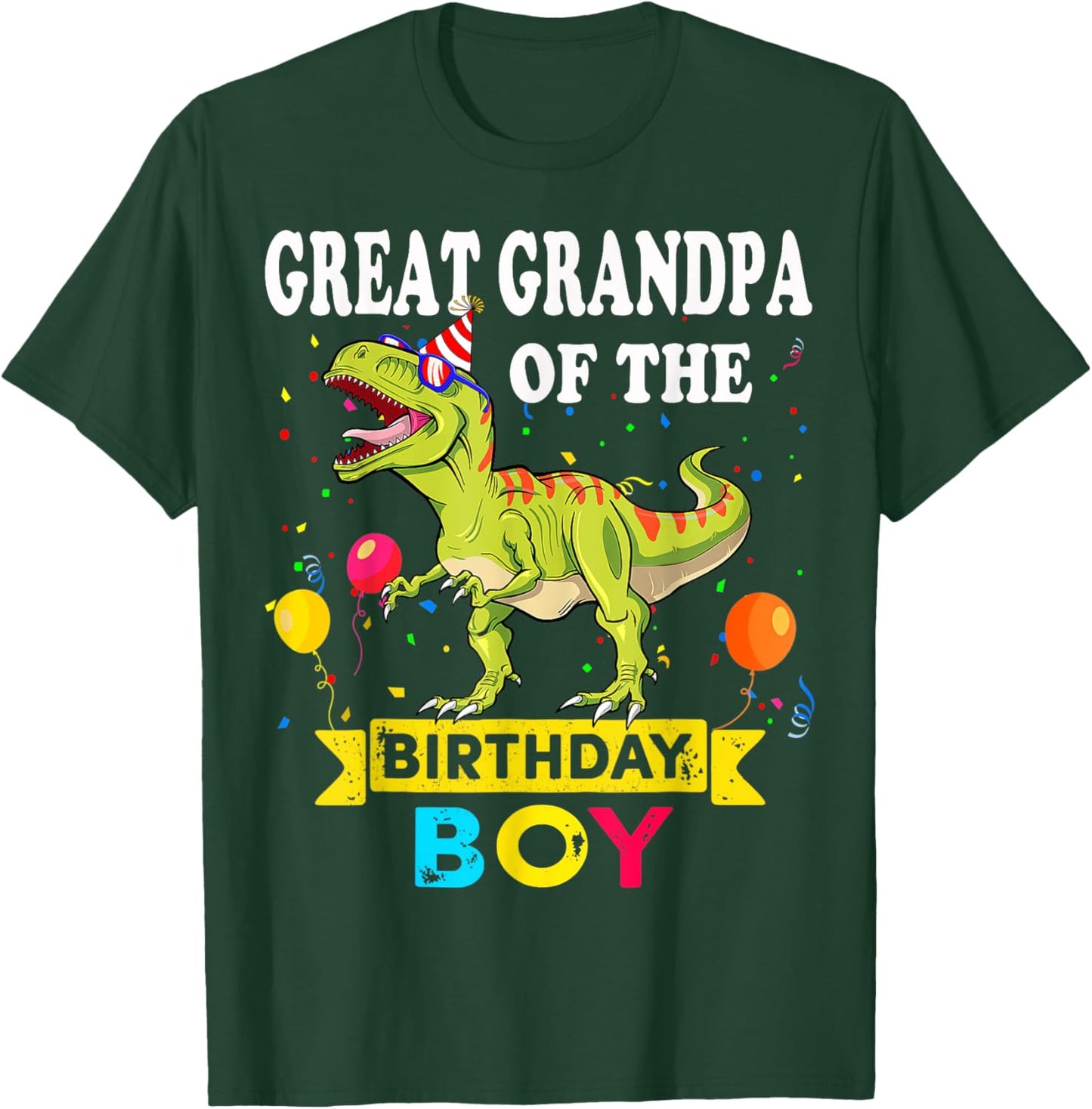 Great grandpa Of The Birthday Boy Dinosaur T-Rex Family T-Shirt - T-Shirt | Forest