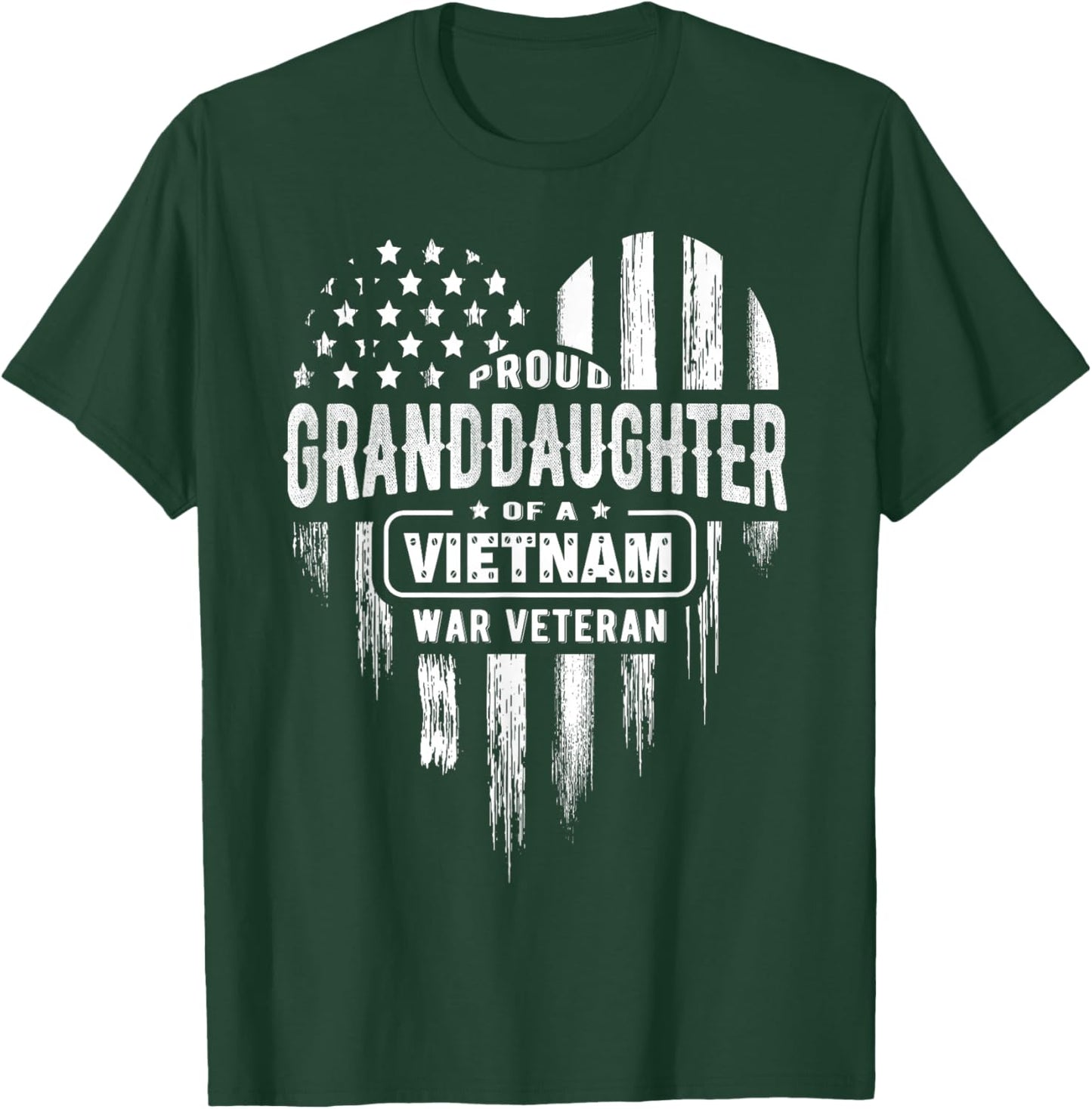 Proud Granddaughter Vietnam War Veteran Grandpa Grandma T-Shirt - T-Shirt | Forest
